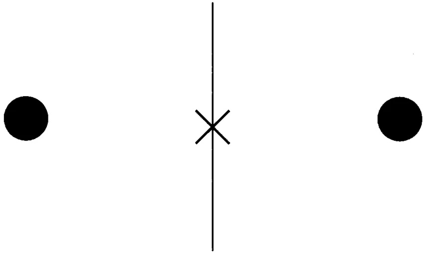 A diagram that demonstrates the concept of blind spot 'filling in'.